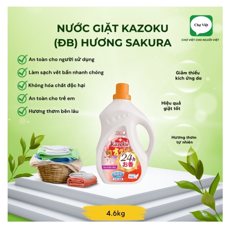 NƯỚC GIẶT KAZOKU 4.6KG-ĐB HƯƠNG SAKURA(4Sp/Thùng)