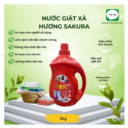 NƯỚC GIẶT KAZOKU 5KG HƯƠNG SAKURA(4Sp/Thùng)