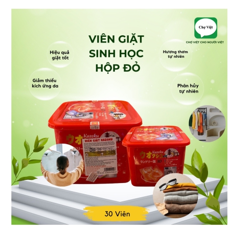 VIÊN GIẶT KHÔ KAZOKU ĐỎ HỘP 30 VIÊN(30Sp/Thùng)