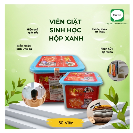 VIÊN GIẶT KHÔ KAZOKU XANH HỘP 30 VIÊN(30Sp/Thùng)